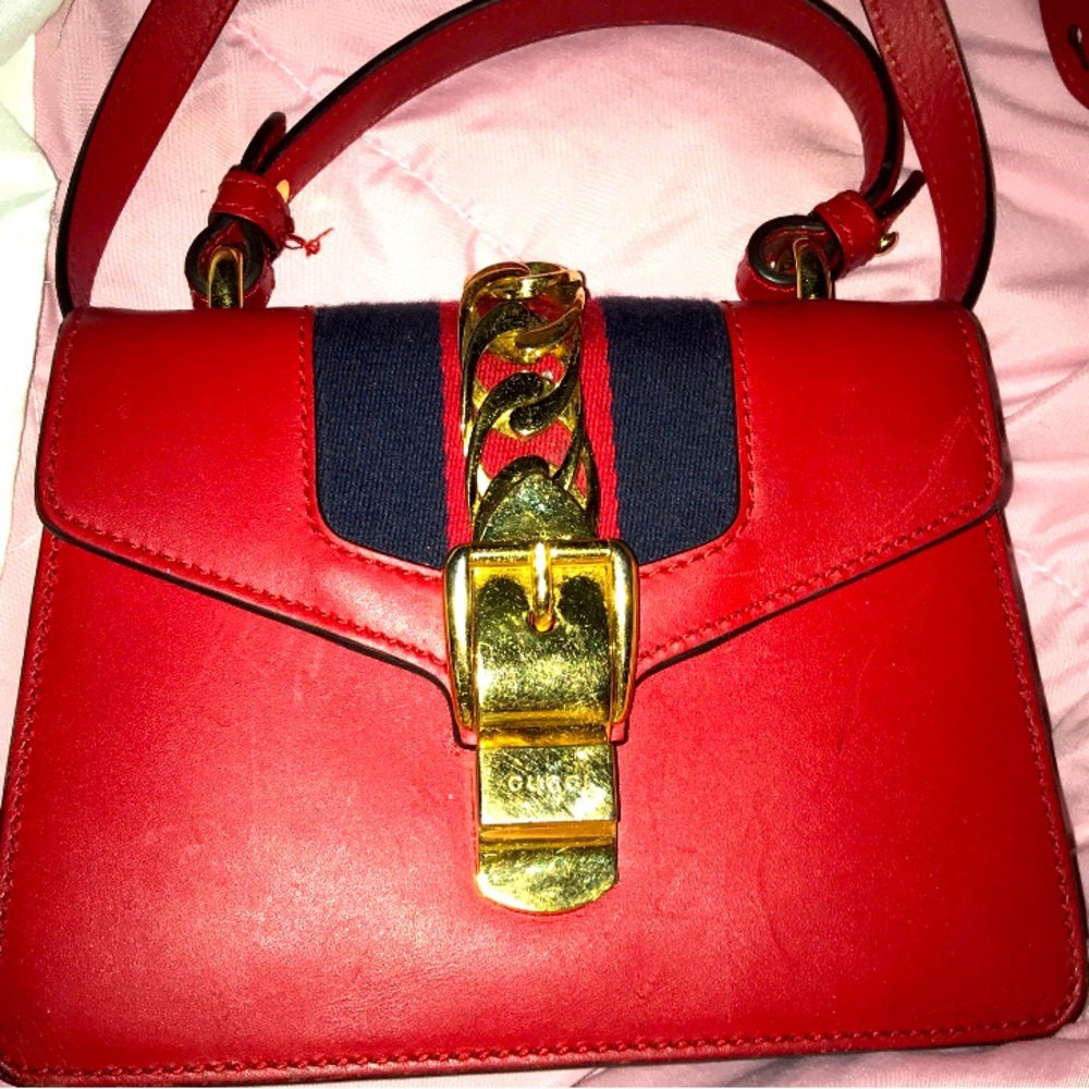 Gucci Sylvie top bag leather mini